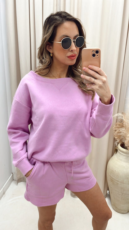 NEW CHARLIZE TWO PIECE SHORT SET (MAUVE)