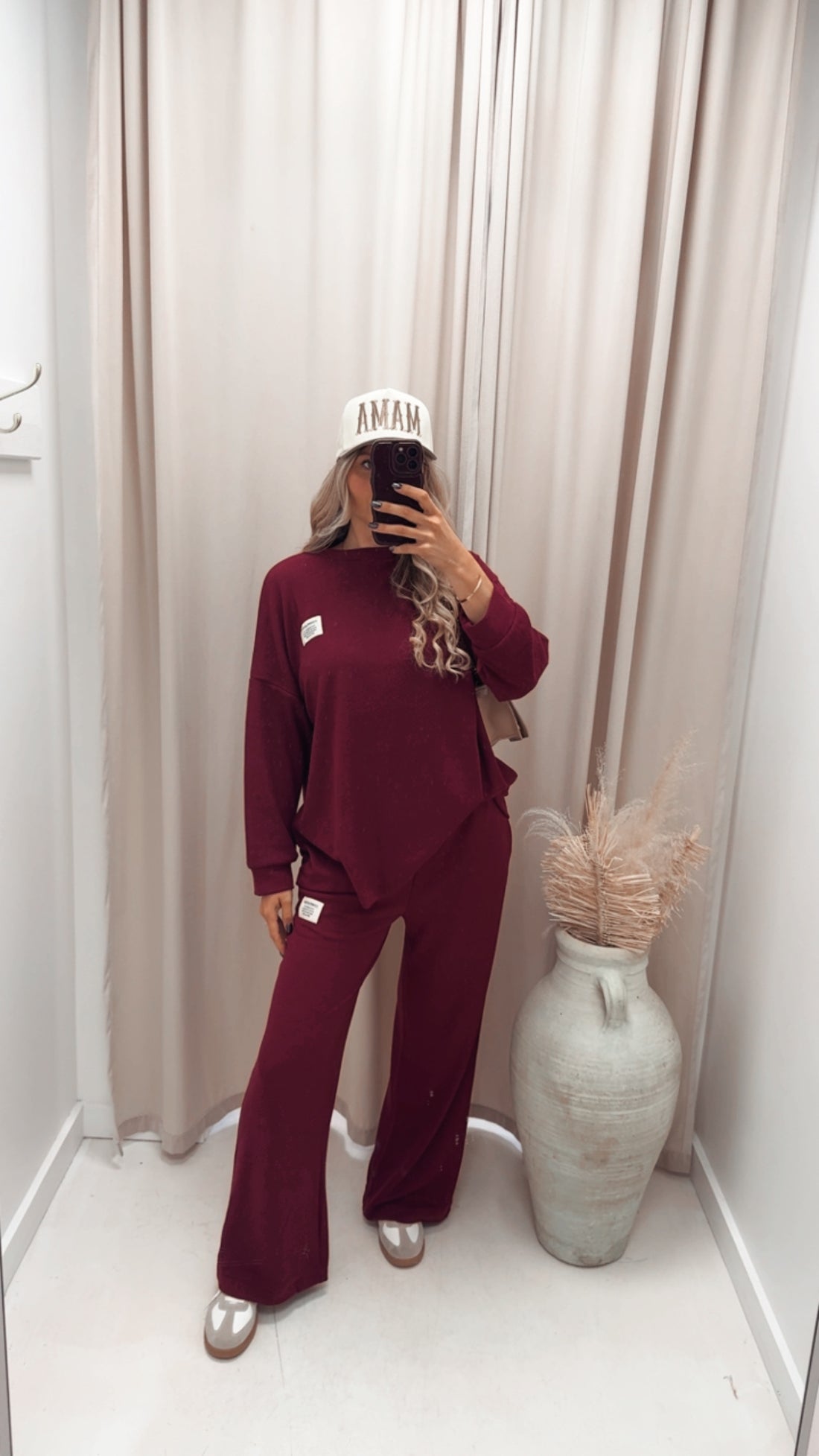 CLASSIC CORDUROY SWEATER AND TROUSER SET (BURGUNDY)