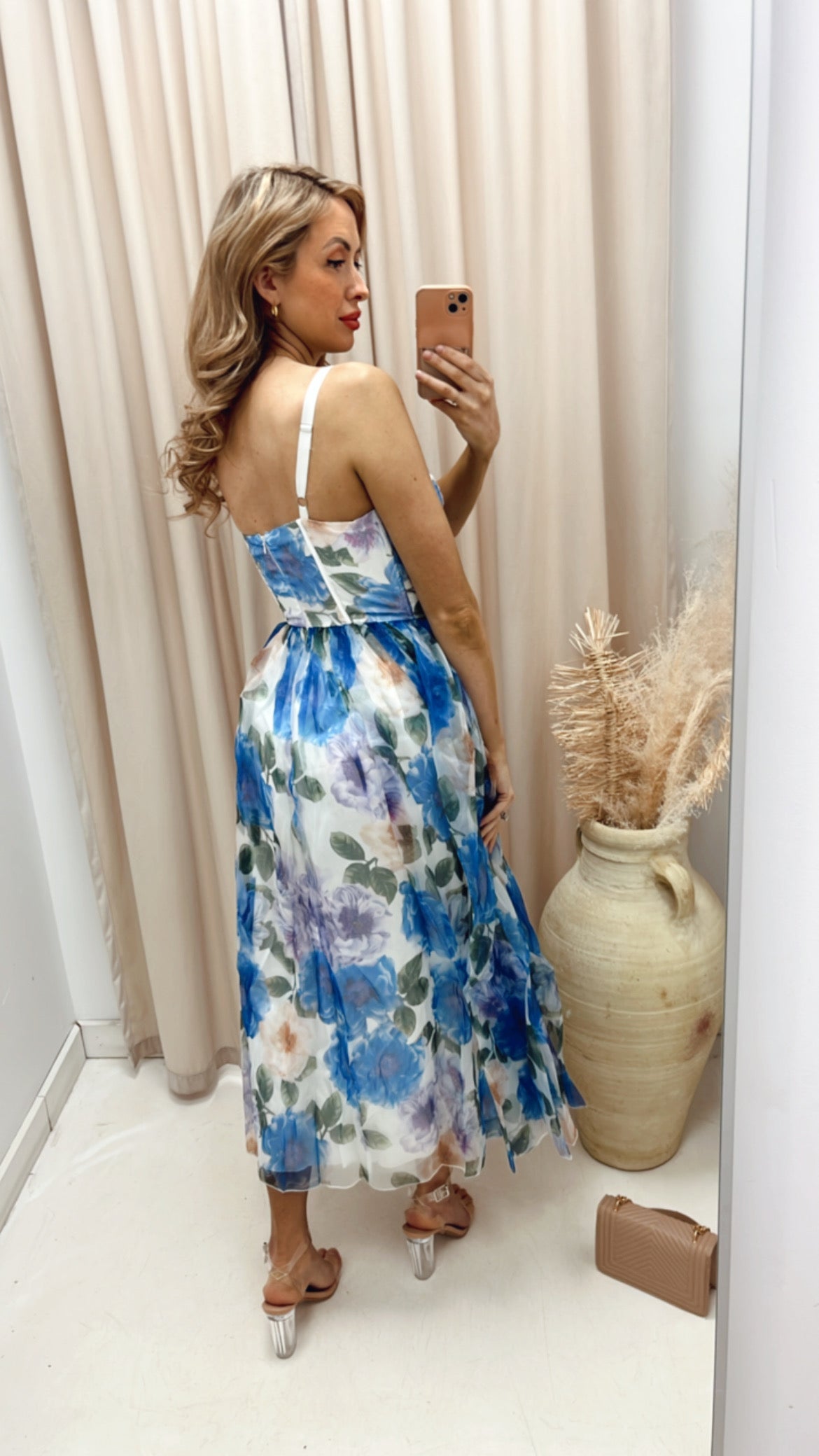 DAPHNE BUSTIER ORGANZA MIDI DRESS (FLORAL) (HOT RESTOCK)