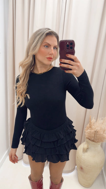 LAYERED FRILL SKORT (BLACK)