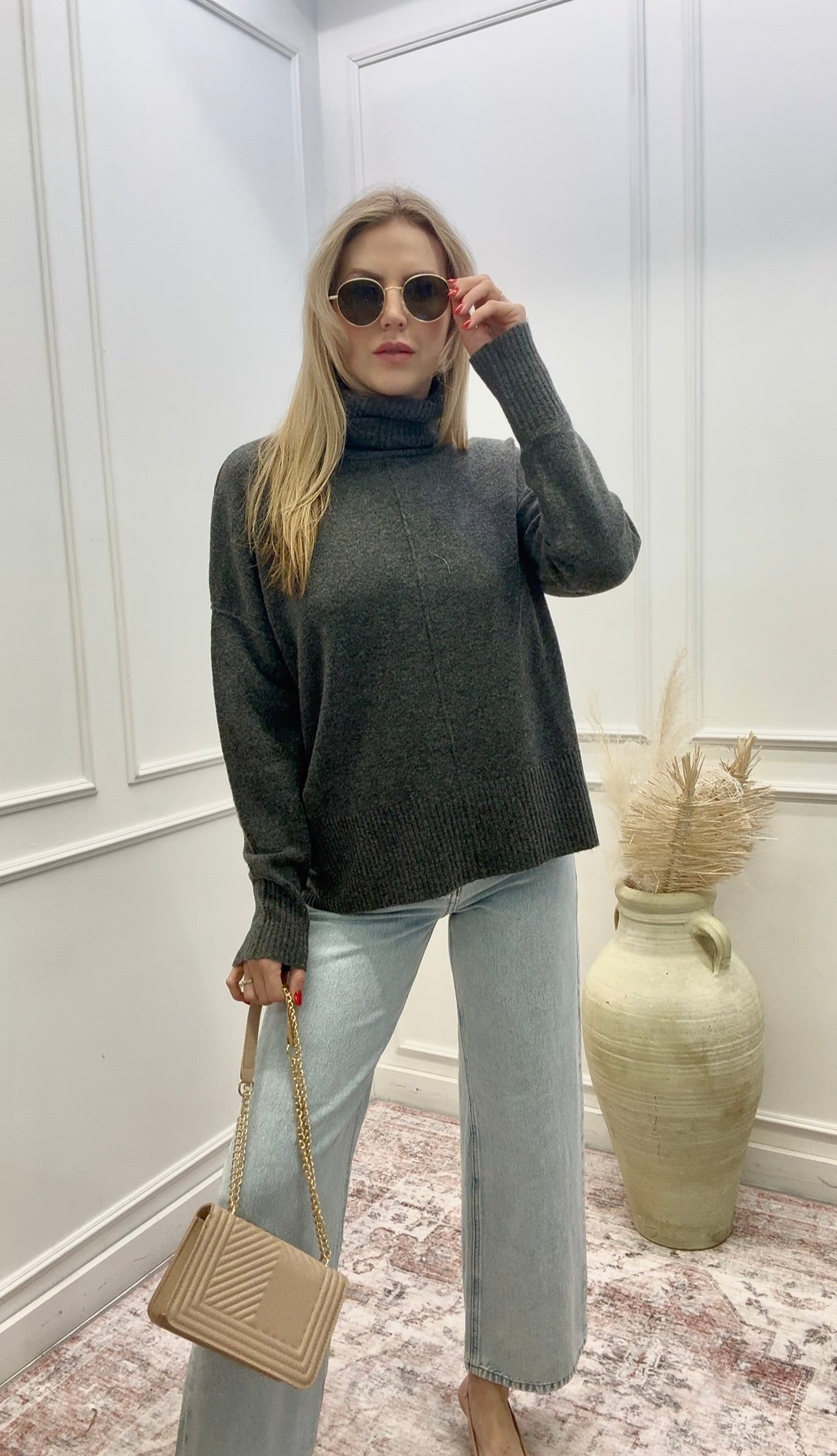 NEW MARGARET TURTLENECK SWEATER (CHARCOAL)