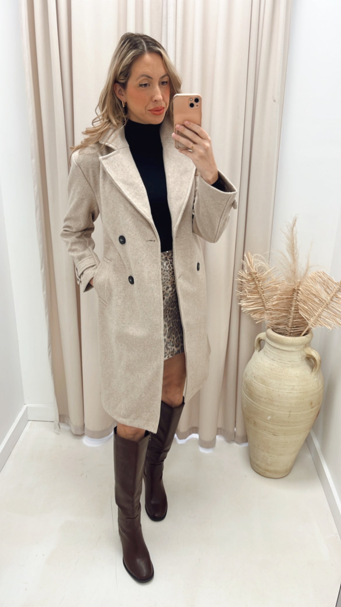 ANGELINA  DOUBLE BREASTED WRAP COAT  (OATMEAL)