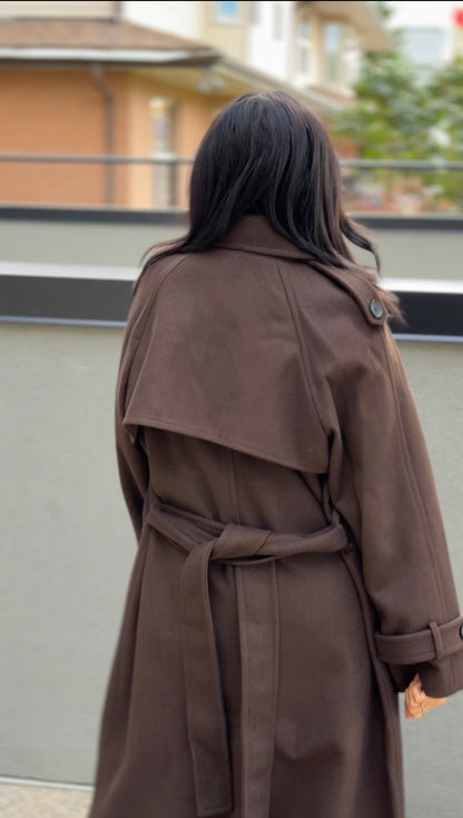 DEAR-TRILLION LONG BELT COAT (BROWN) | ONLY