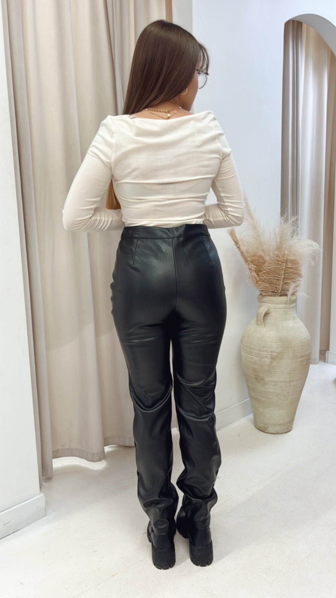 NEW KRISTY | PREMIUM FAUX LEATHER TROUSERS (BLACK)