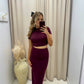 NEW MARRIOT TWO PIECE MAXI SKIRT SET (MAROON)