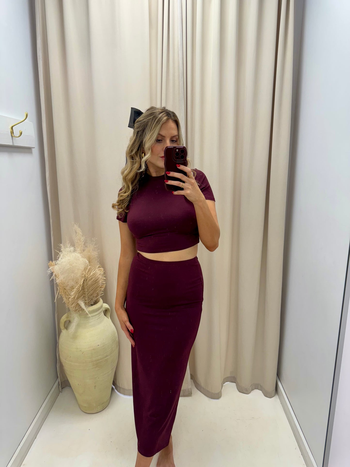 NEW MARRIOT TWO PIECE MAXI SKIRT SET (MAROON)