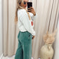 JENINE WIDE LEG FLEECE PANT (GREEN)
