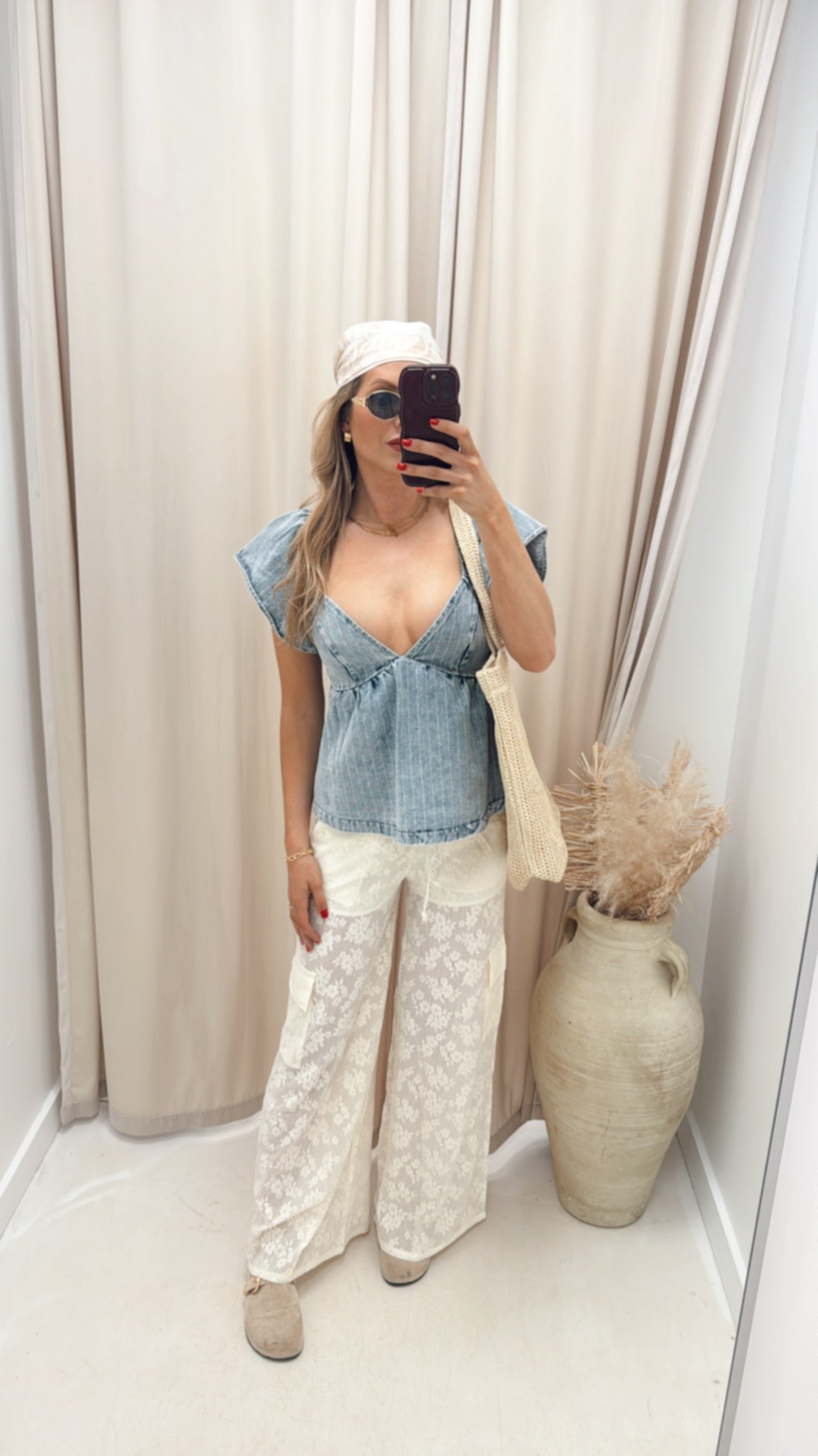 ALBA LACE CARGO WIDE LEG LACE PANT