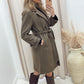 ANGELINA  DOUBLE BREASTED TIE WRAP  COAT (BROWN)