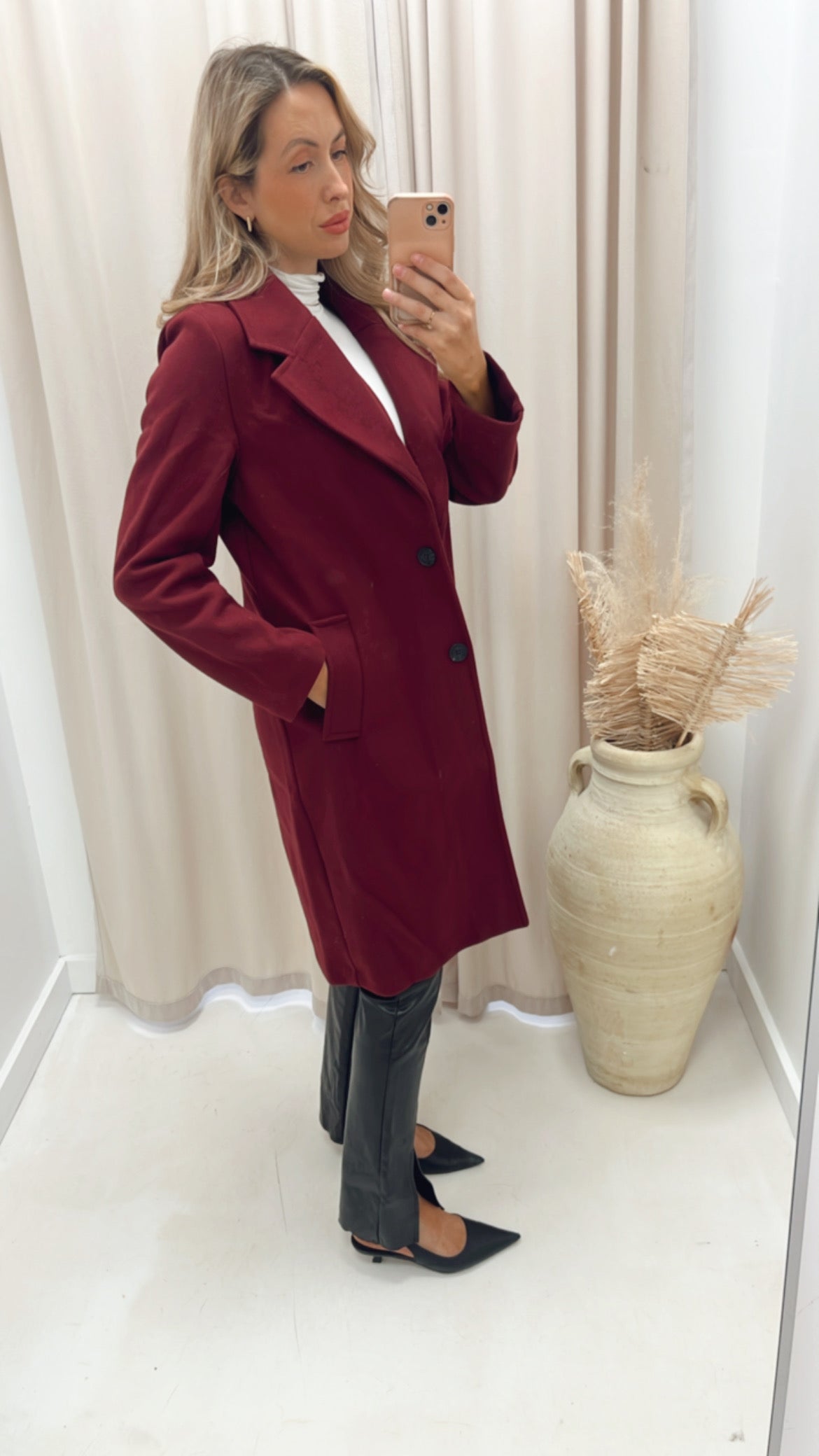 LONGLINE DRESS COAT (DEEP BURGUNDY)