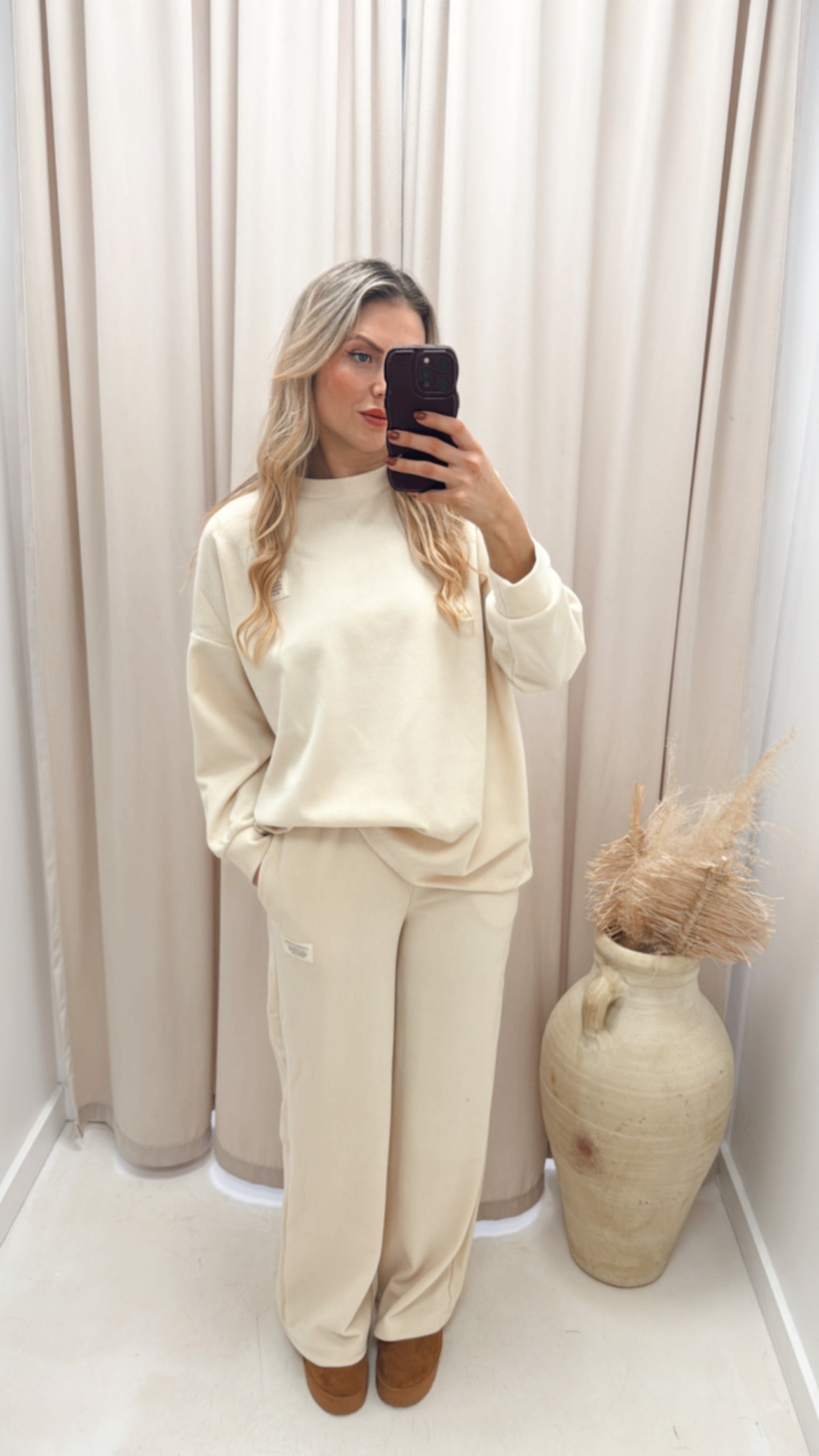 CLASSIC CORDUROY SWEATER AND TROUSER SET (IVORY)
