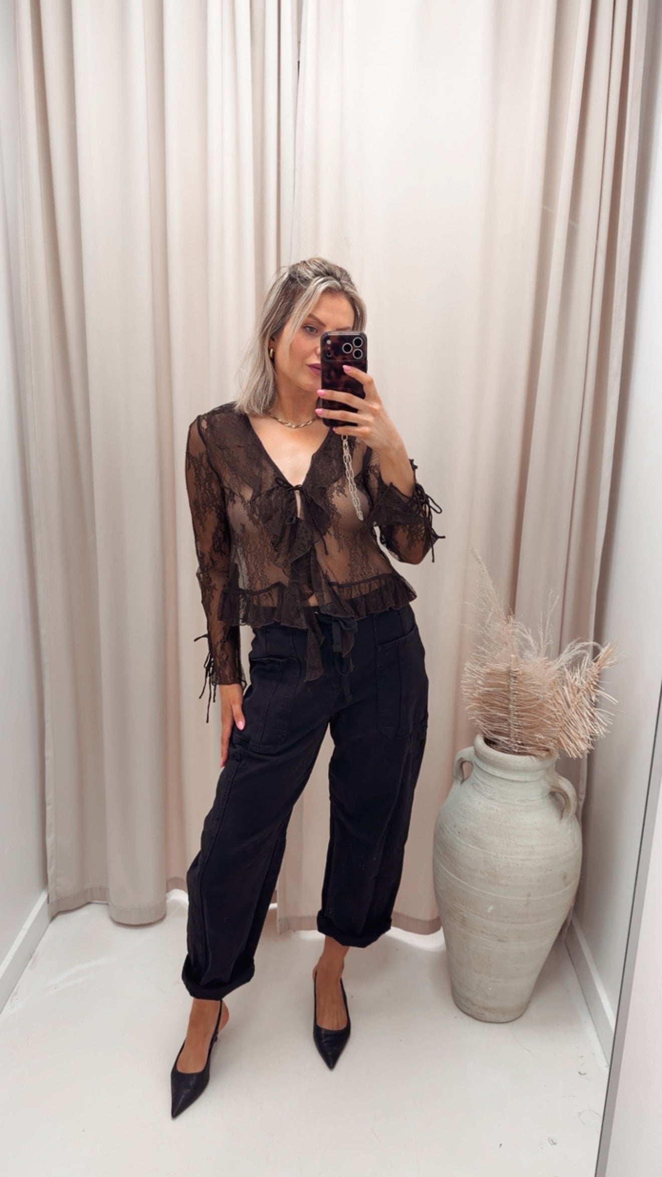 ONLCALIBEA L/S RUFFLE TOP WVN EX