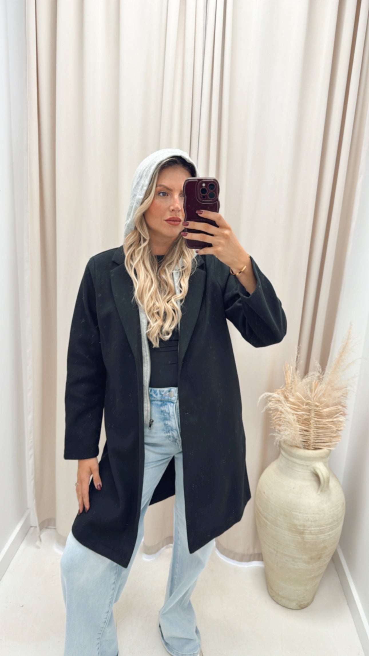 RACHEAL HOODED COAT | BLACK