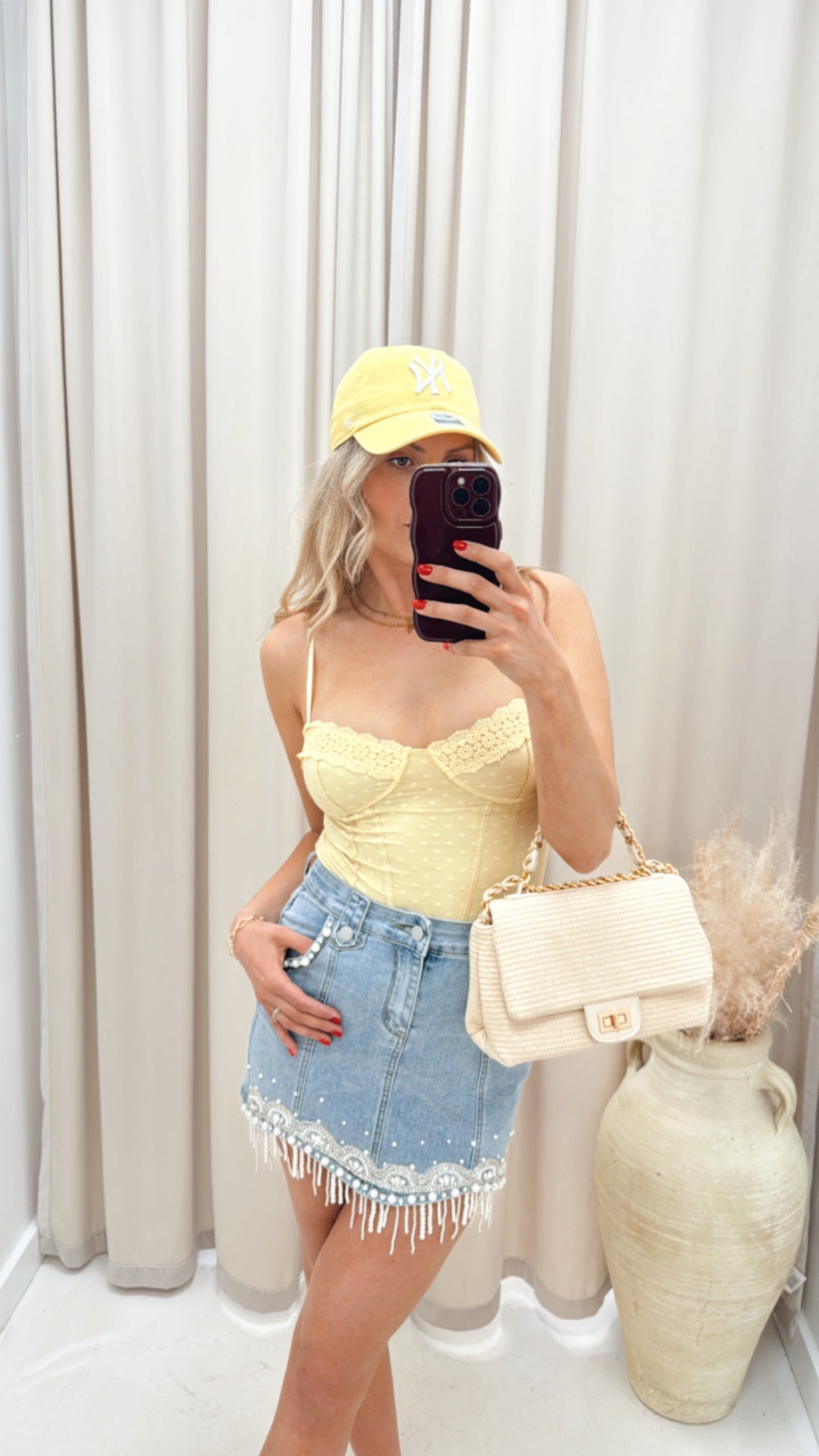 NEW BLUE STRETCH DENIM MINI SKIRT