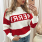 MERRY CHRISTMAS KNIT STRIPE SWEATER (RED)
