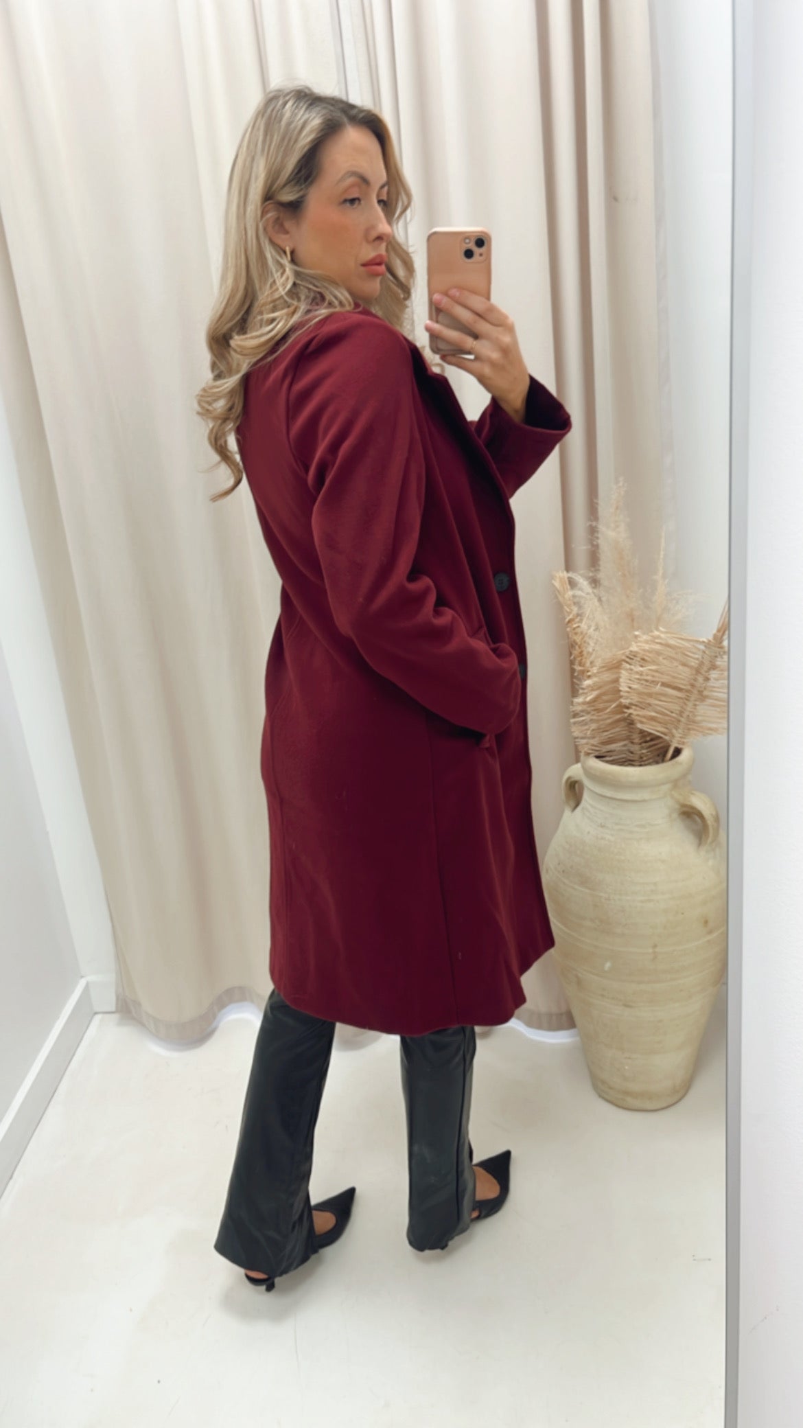 LONGLINE DRESS COAT (DEEP BURGUNDY)