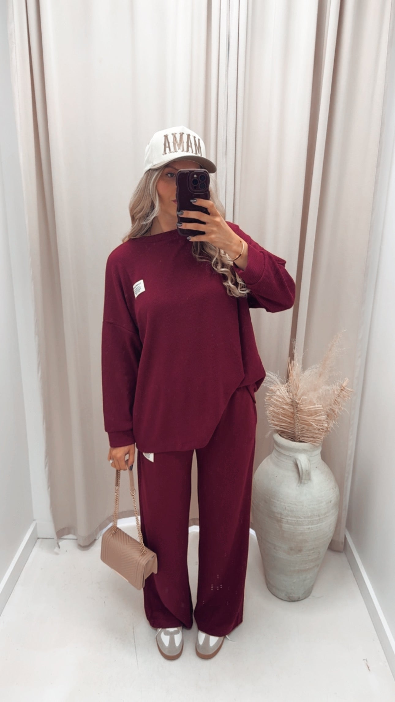 CLASSIC CORDUROY SWEATER AND TROUSER SET (BURGUNDY)