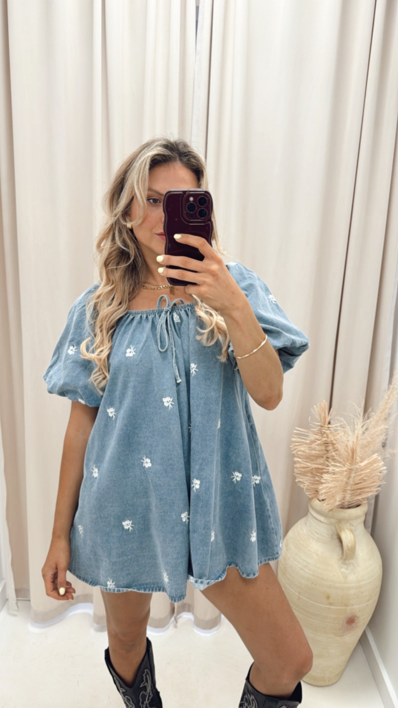 BLOSSOM DENIM ROMPER