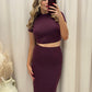 NEW MARRIOT TWO PIECE MAXI SKIRT SET (MAROON)