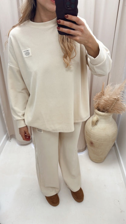 CLASSIC CORDUROY SWEATER AND TROUSER SET (IVORY)