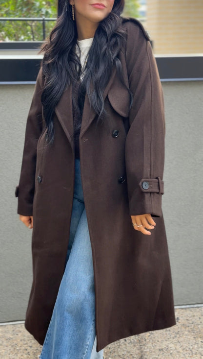 DEAR-TRILLION LONG BELT COAT (BROWN) | ONLY