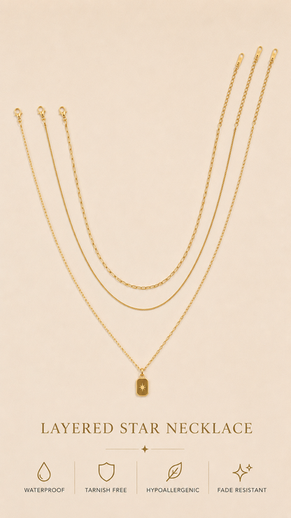 NORTH STAR TRIPLE LAYERED GOLD NECKLACE