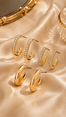 PEARL TRIO HOOP EARRING SET