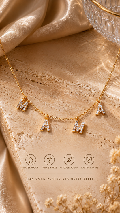 MAMA GOLD CRYSTAL  CHAIN NECKLACE