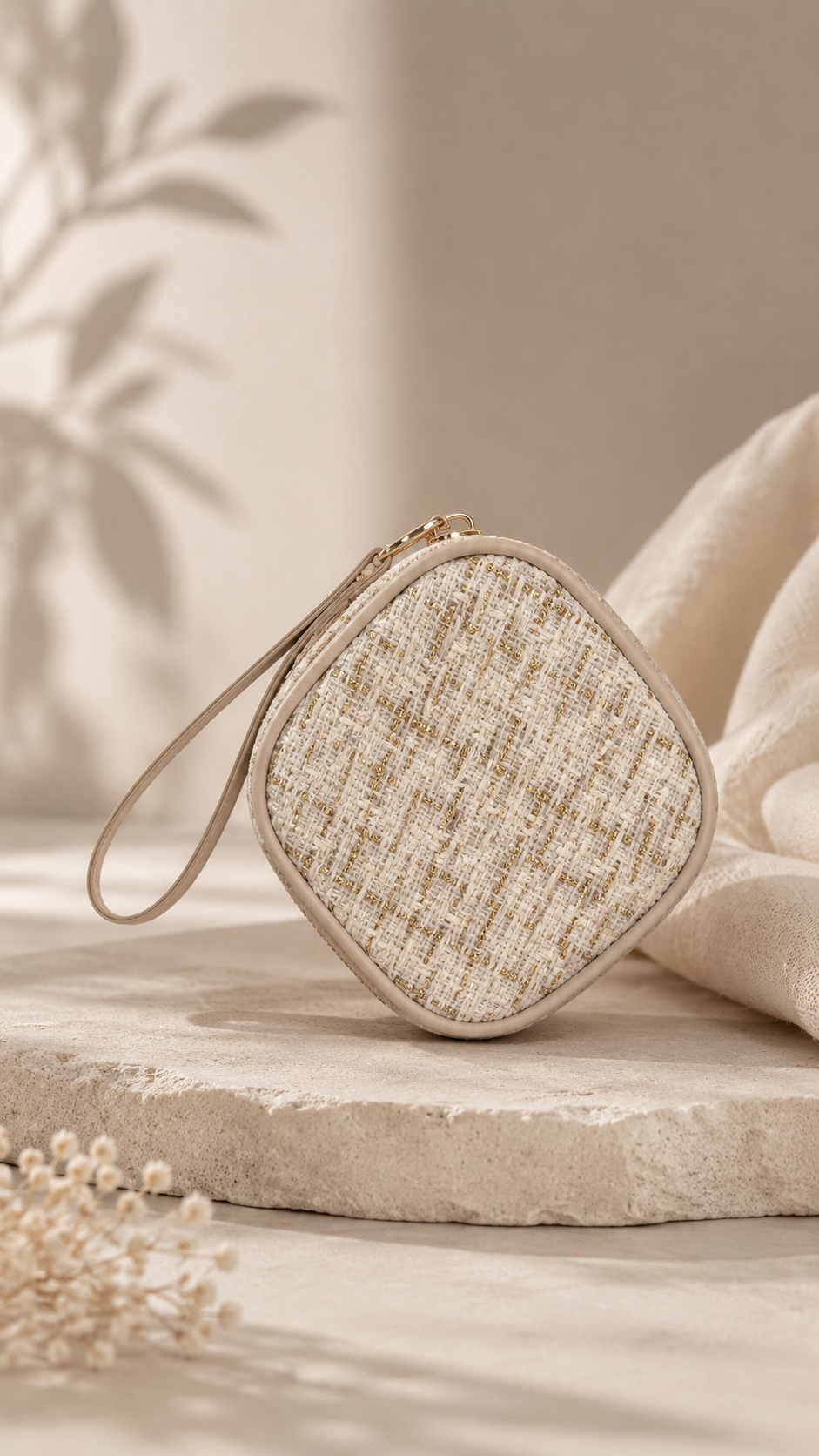 MINI TWEED COSMETIC BAG (IVORY)