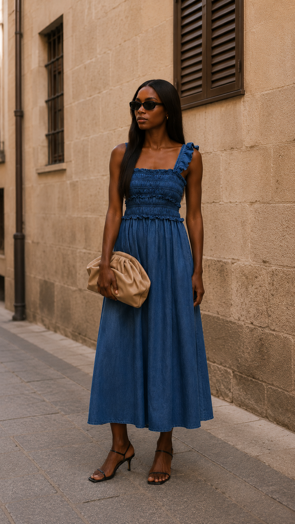 SKARLA DENIM MIDI DRESS
