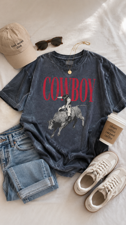 COWBOY RODEO WESTERN GRAPHIC TSHIRT (BLACK)