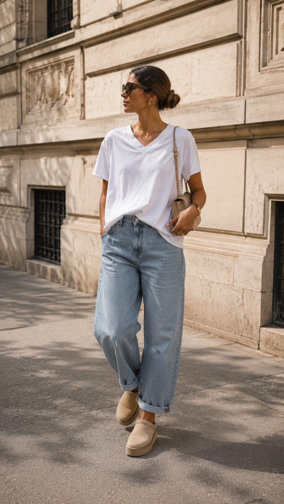 KIARA OVERSIZED RAW EDGE TEE | WHITE
