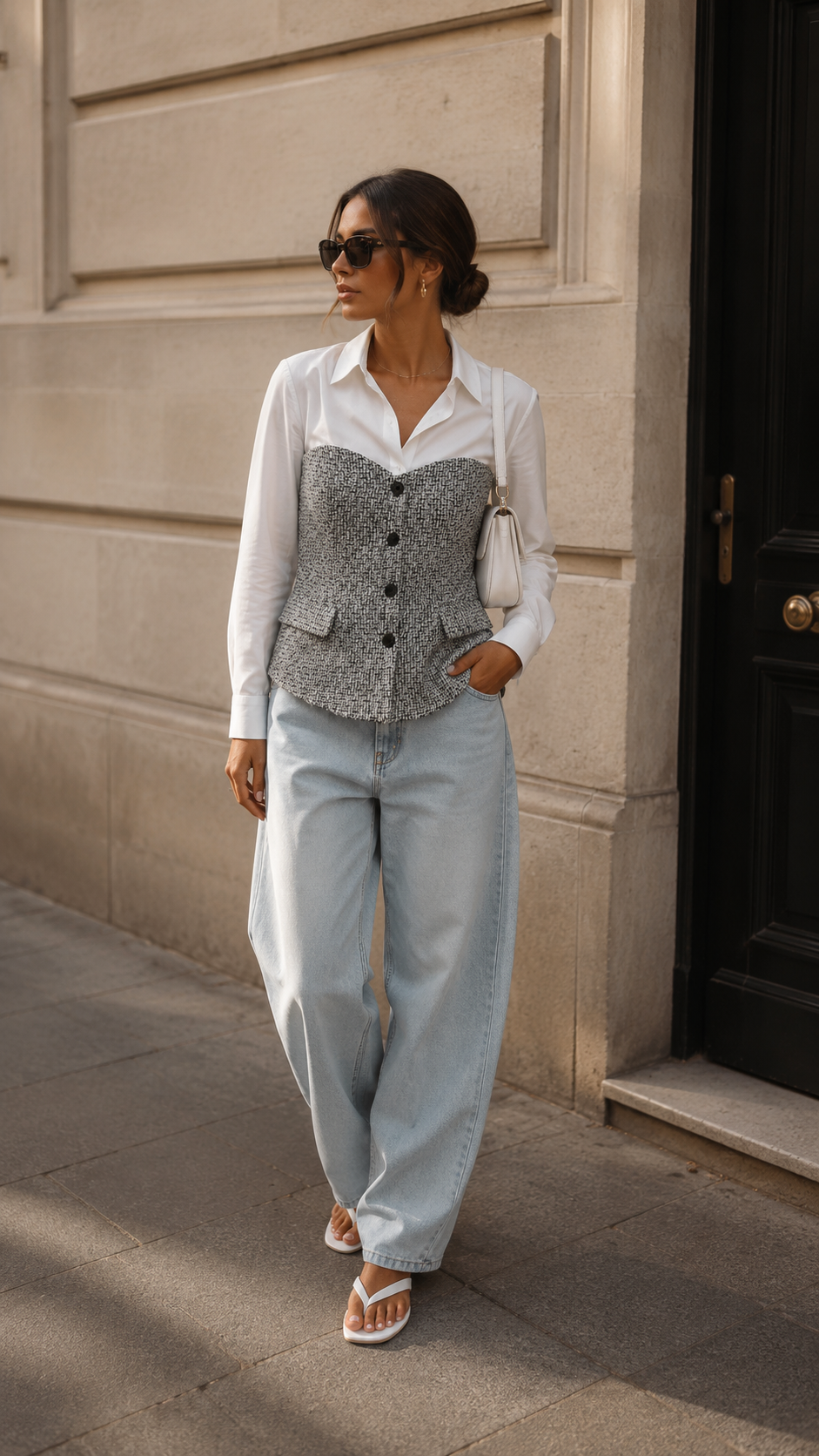 ALYSSA TWEED PEPLUM BLOUSE