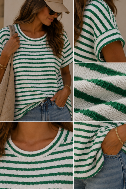 JACQUARD STRIPE T-SHIRT (GREEN)