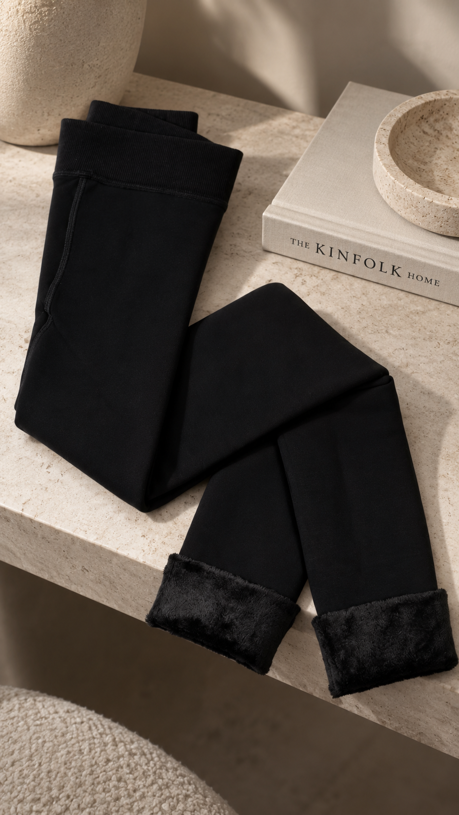 FLEECE  LINED TIGHTS  (BLACK)