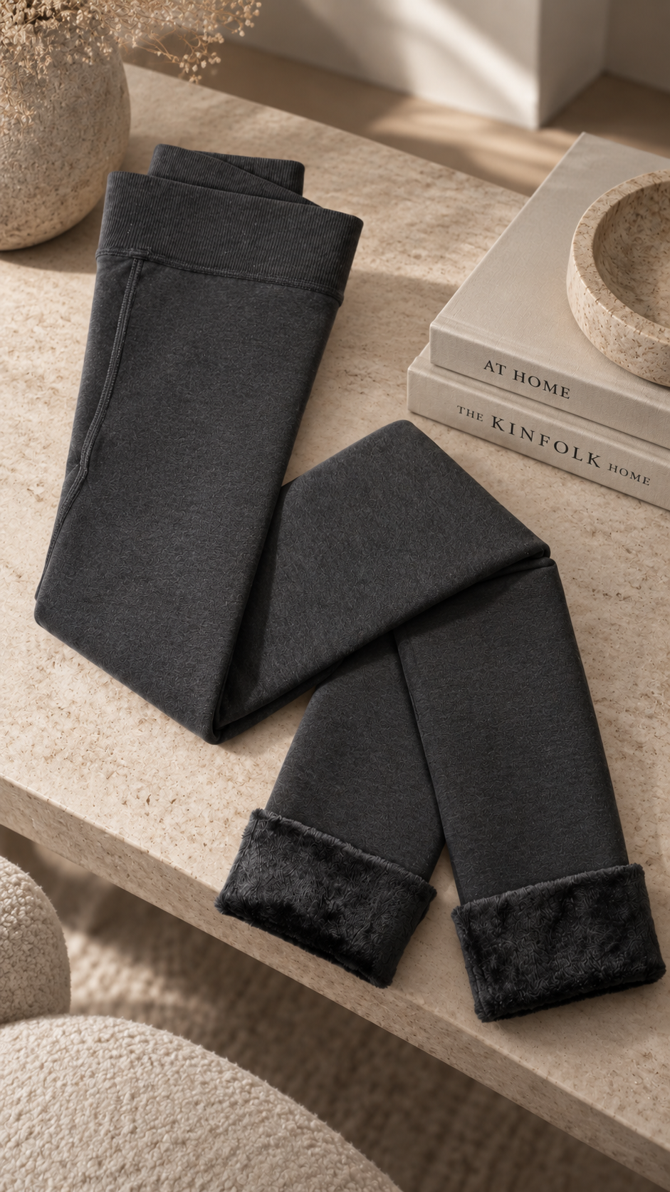 FLEECE  LINED TIGHTS  (CHARCOAL)