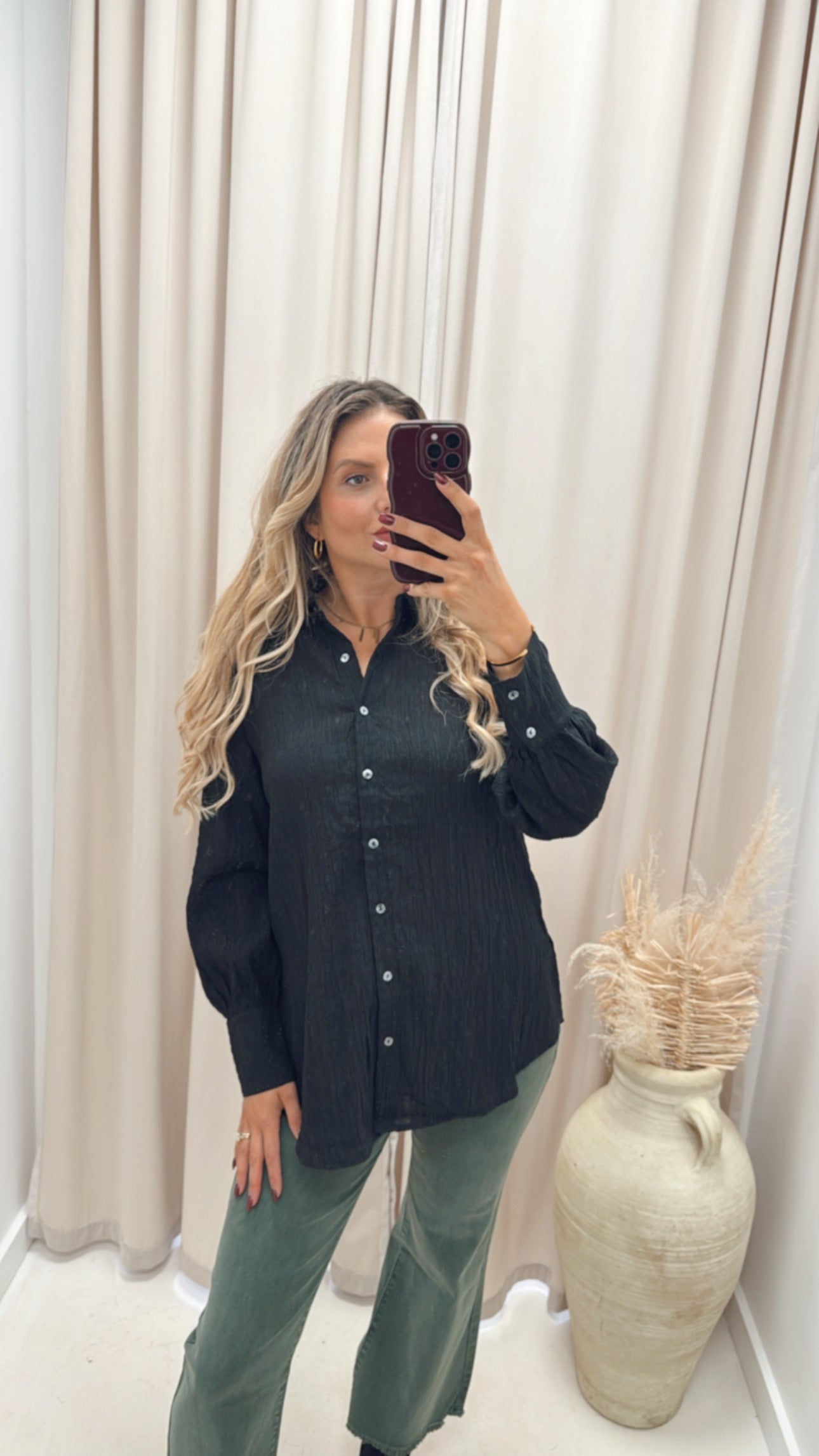 NAOMIE BUTTON UP BLOUSE (BLACK)