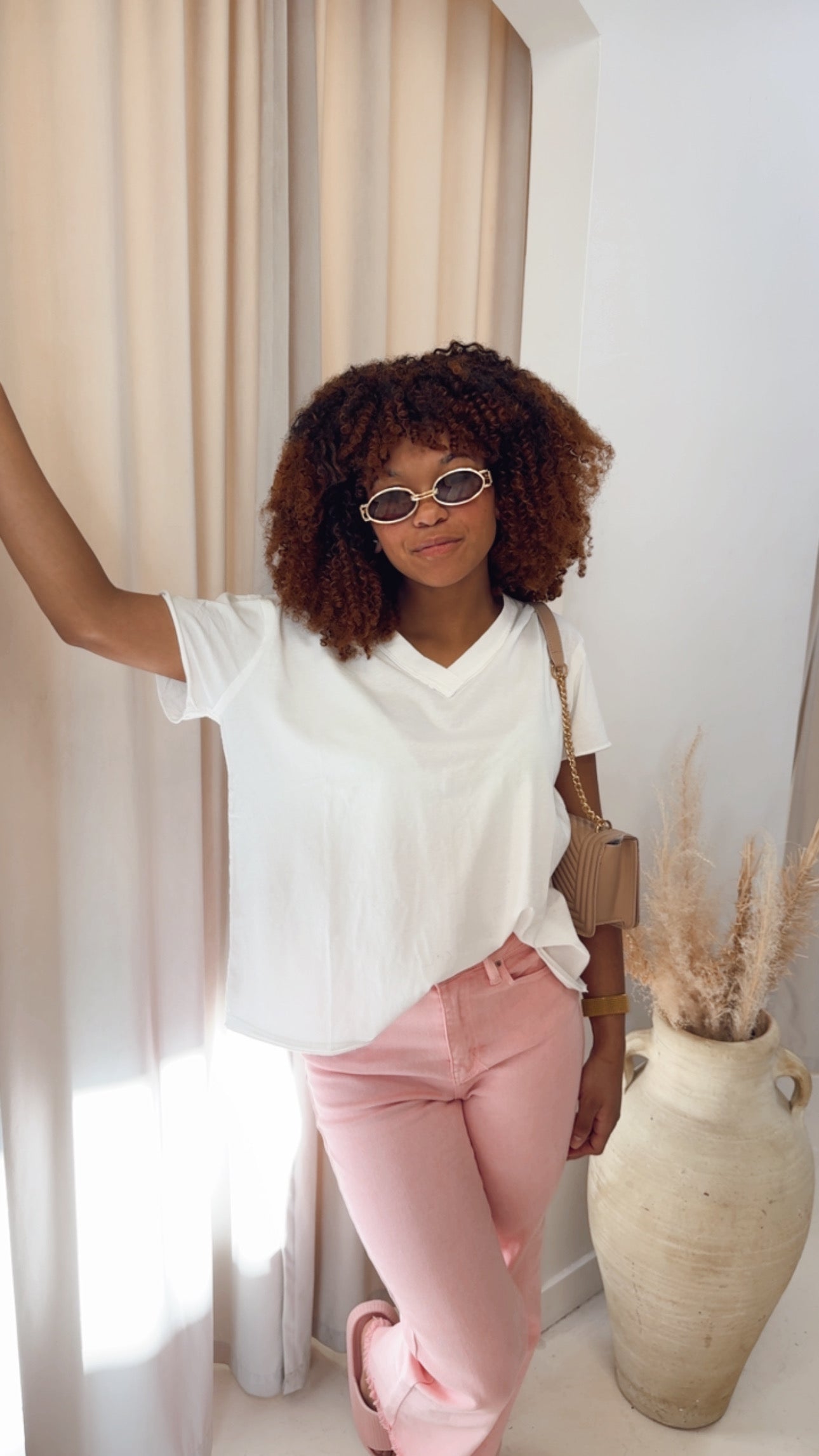 KIARA OVERSIZED RAW EDGE TEE | WHITE