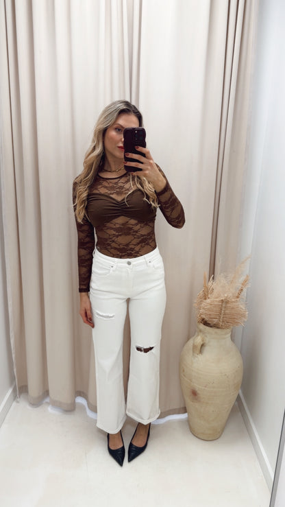 LACE TOP (BROWN)