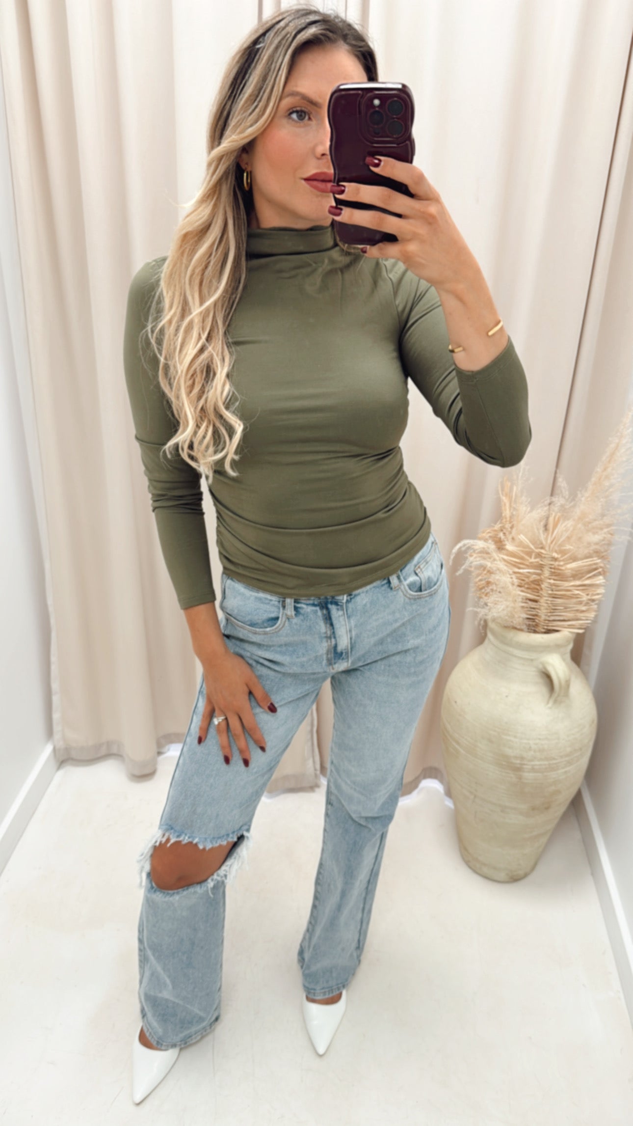 MILLY MOCK NECK TOP (OLIVE)
