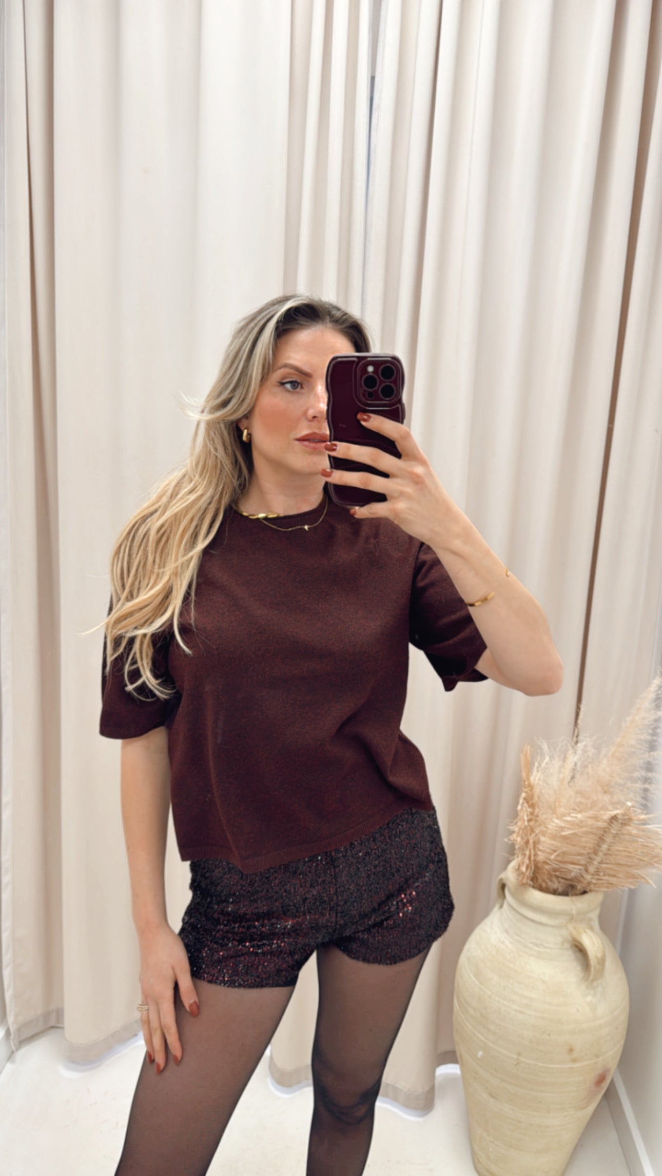 LOYAL KNIT T-SHIRT | ONLY (BURGUNDY)