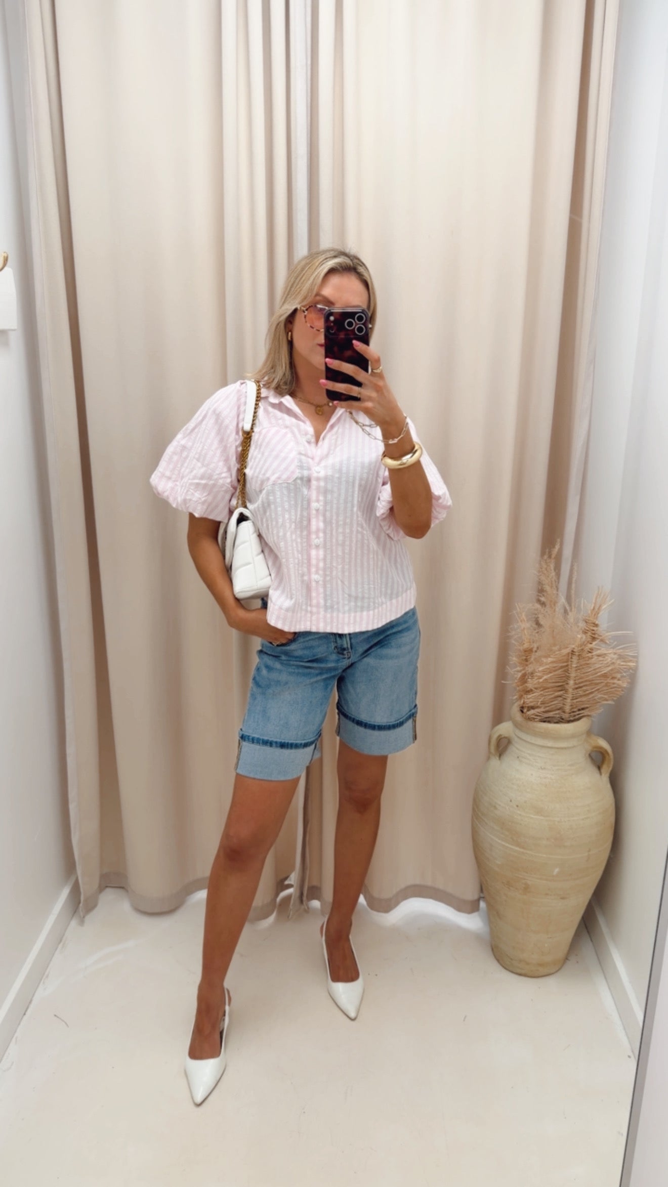 HIGH RISE MID LENGTH CUFFED SHORTS