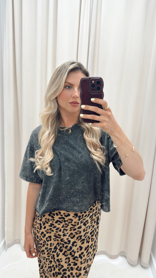 WYOMING CROP T-SHIRT (ASH BLACK)