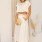 NEW MARY TWO PIECE CROP TOP AND SKIRT SET (IVORY)