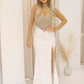 NEW RILEY RHINESTONE/PEARL MAXI GOWN (TAN/WHITE)