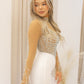 NEW RILEY RHINESTONE/PEARL MAXI GOWN (TAN/WHITE)