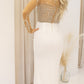 NEW RILEY RHINESTONE/PEARL MAXI GOWN (TAN/WHITE)