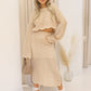 NEW GEORGIE CROCHET KNIT TOP AND SKIRT SET (TAUPE)