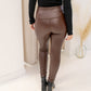 NEW BETHANY FLEECED FAUX LEATHER LEGGINGS (BROWN)