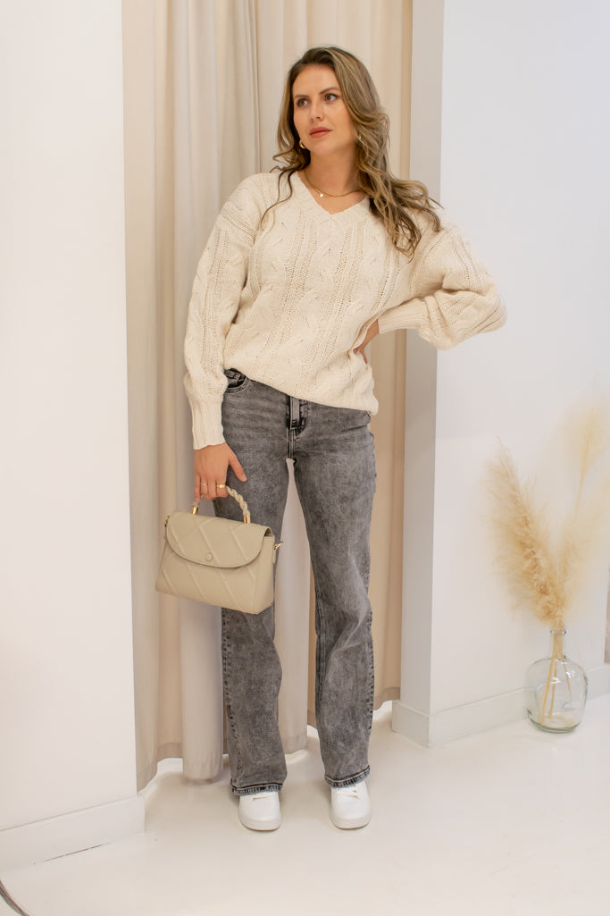 NEW MIRANDA CABLE KNIT PULLOVER SWEATER (IVORY)